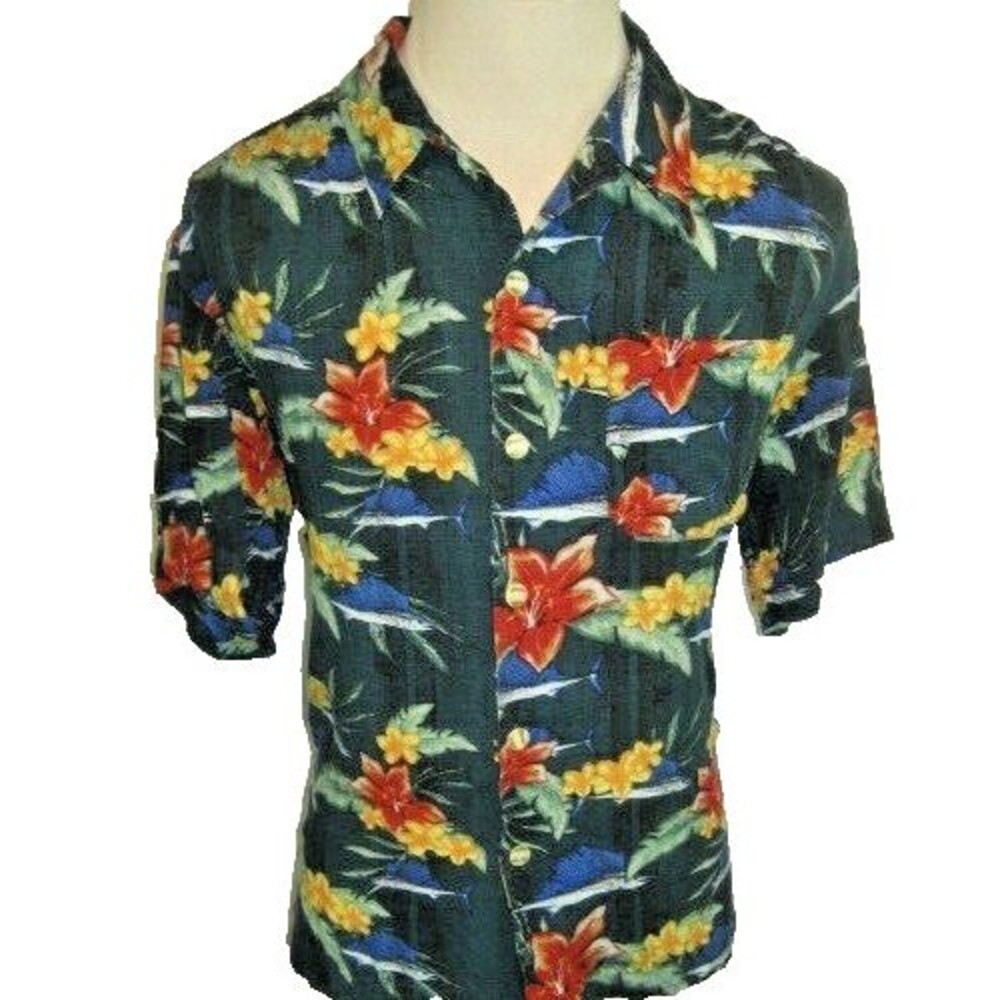 Mens Bimini Bay Rayon Multicolor Floral Aloha Hawaiian Island Casual Shirt sz L